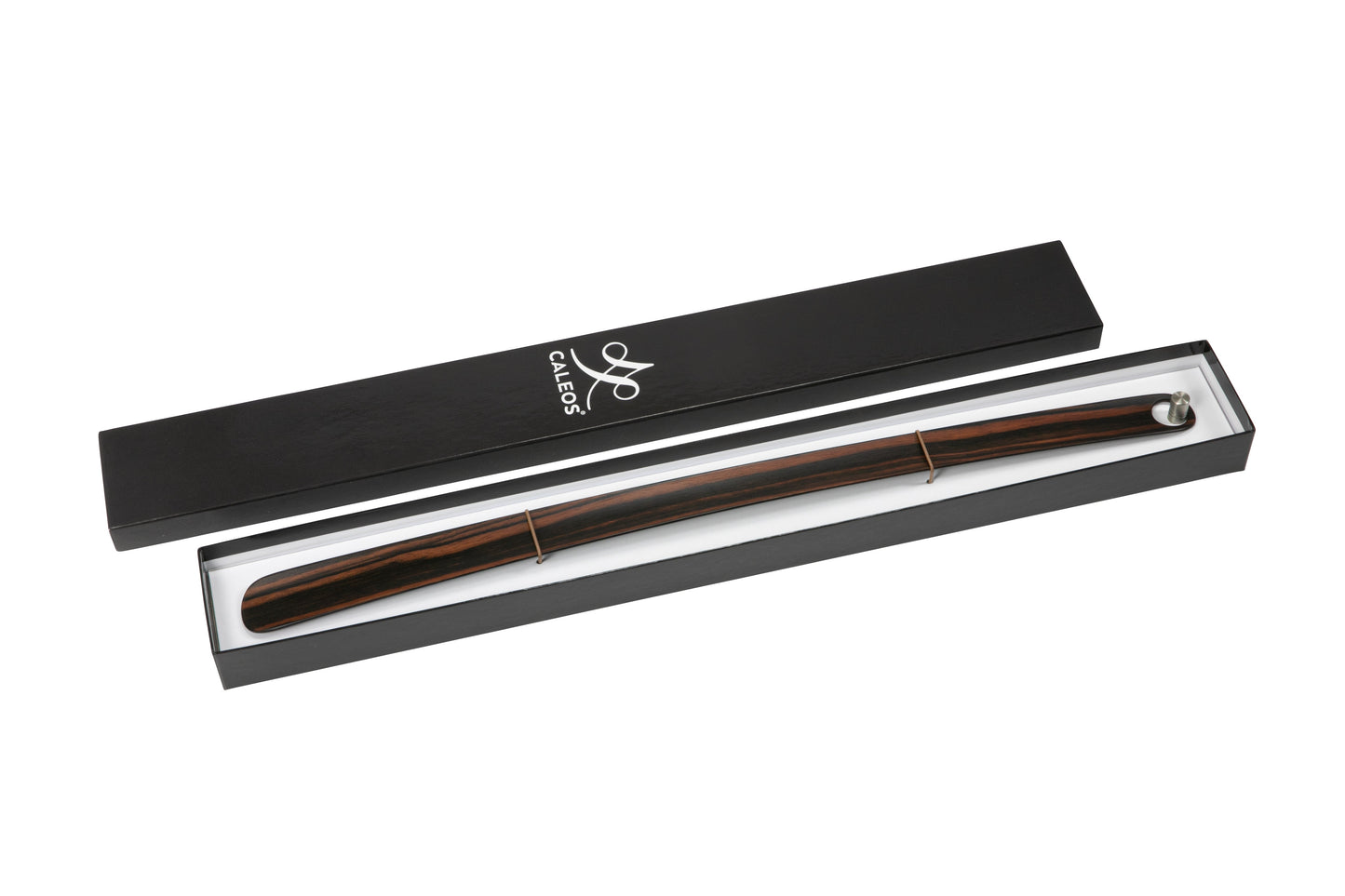 Holzschuhlöffel CALEOS Makassar Ebenholz Hochglanz lackiert